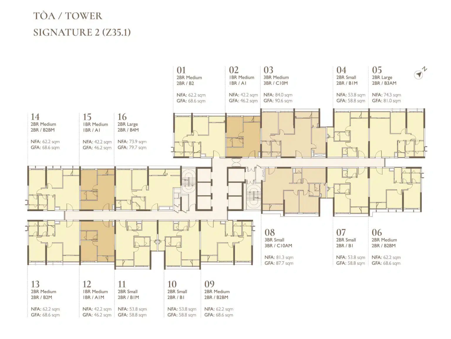 Mặt bằng toà S2 tầng 2-12